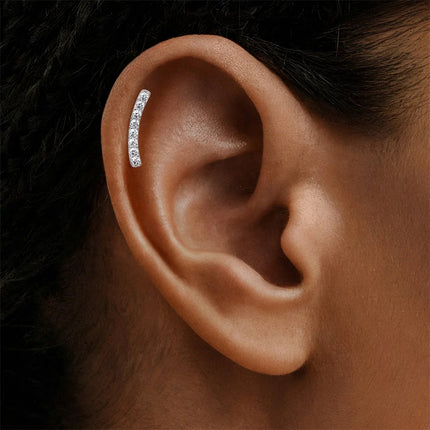 Aide S925 Sterling Silver Moissanite Silver Color Srud Earrings Women Heart Leaf Geometric DIY Ear Bone Sruds Piercing Jewelry PlatiNum
