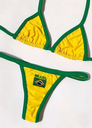 Costume da Bagno Bikini Brasiliano Ricamato a Contrasto con Patchwork per Donna - Set Estivo da Spiaggia platinumshop