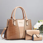 Large Capacity Crocodile Pattern Mother-Daughter Handbag Set Women's Shoulder Bag Fashionable PU Material Autumn Winter Bag PlatiNum