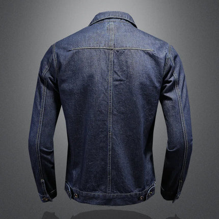 Men's High-Quality Dark Blue Casual Denim Coat Classic Fashion European Style Handsome M-4XL 2024 New