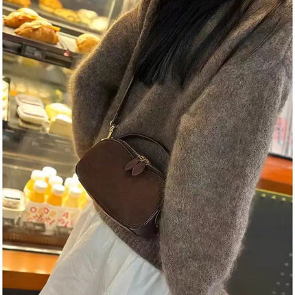 Women's Genuine Suede Cowhide Leather Shoulder Bag Soft Cow Versatile Ladies Crossbody Bag Trendy Luxury Female Designer PlatiNum