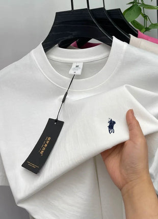 T-shirt homme col rond manches courtes 100 % pur coton, vente chaude, marque de luxe, été, broderie exquise, poney, haut respirant