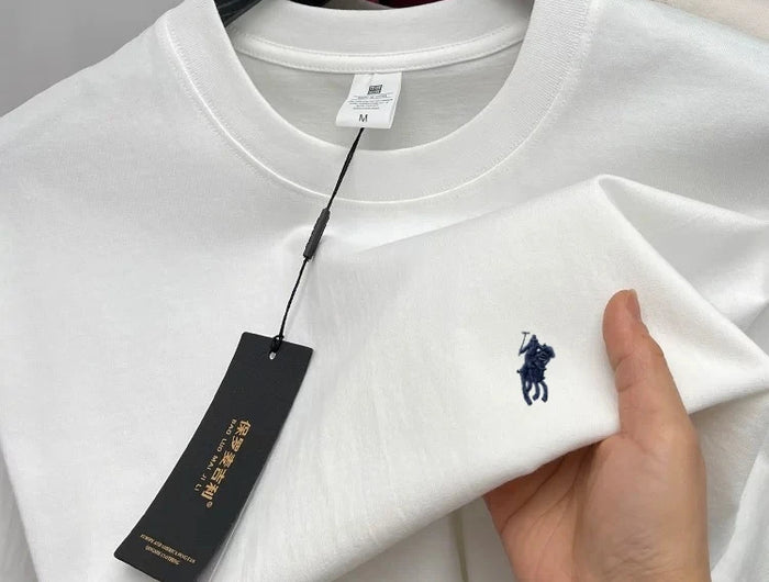 Men's Round Neck Short Sleeve 100% Pure Cotton T-shirt Hot Sale Luxury Brand Summer Exquisite Embroidery Pony Breathable Top