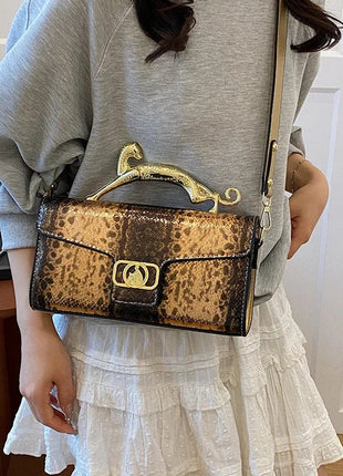 New Ladies Metal Buckle Simple Fashion Shoulder Bag Party Commuting Bag Women Luxury Brand Design PU Leather Bag PlatiNum