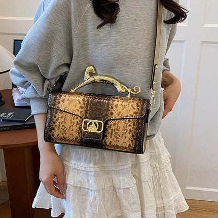 New Ladies Metal Buckle Simple Fashion Shoulder Bag Party Commuting Bag Women Luxury Brand Design PU Leather Bag PlatiNum