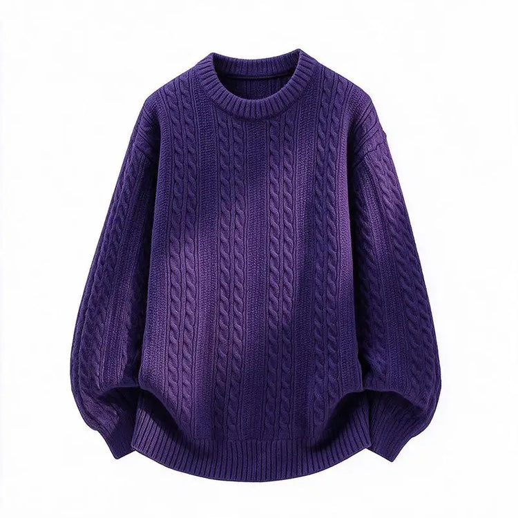 New Trendy Autumn and Winter Jacquard Pattern Pullover Sweater Casual Round Neck Color-Blocking Knit Men's Pullover