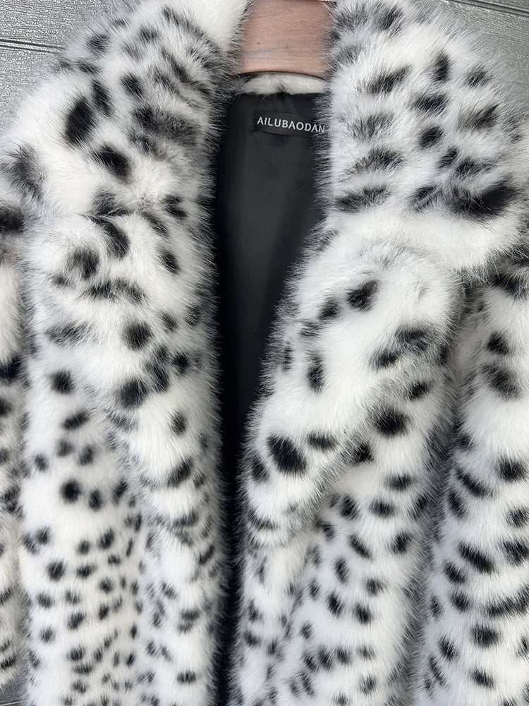 ZADORIN 130cm Long Fluffy Woman Leopard Faux Fur Coat Y2K Clothes Luxury Warm Faux Fur Jackets Winter Coats For Woman Outerwears