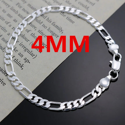 Nobile nuovo arriva 925 sterling silver 4MM catena per uomo donna braccialetto collana set di gioielli signora regali di Natale charms matrimonio platinumshop