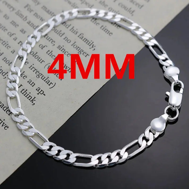 Nobile nuovo arriva 925 sterling silver 4MM catena per uomo donna braccialetto collana set di gioielli signora regali di Natale charms matrimonio platinumshop