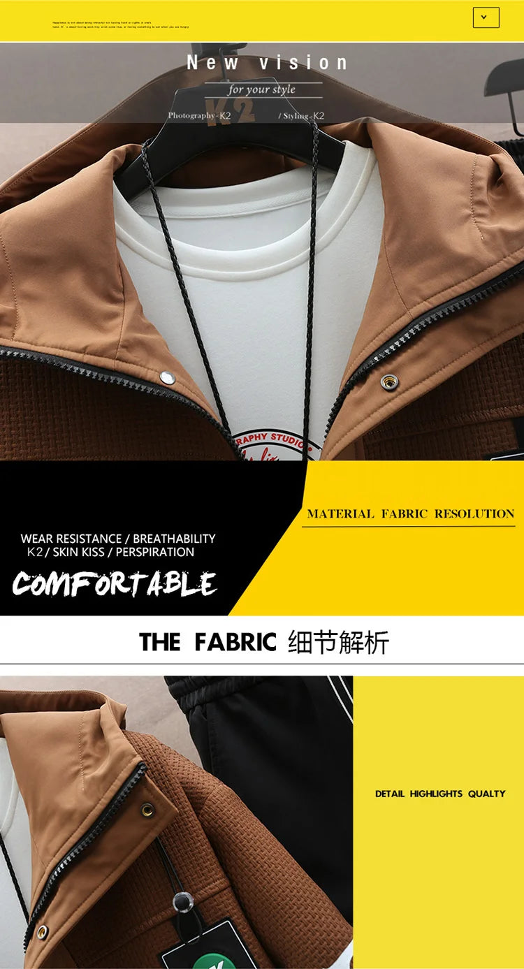 Autumn Men Tracksuit Casual Joggers Hooded Spring Sportswear Jackets Pants 2 Piece Sets Hip Hop Running Sports Suit