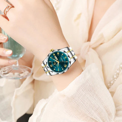 BANGWEI Orologio da donna Orologio di moda classico elegante di lussoBusiness Casual Data Orologi da donna al quarzo luminoso impermeabile in acciaio inossidabile platinumshop