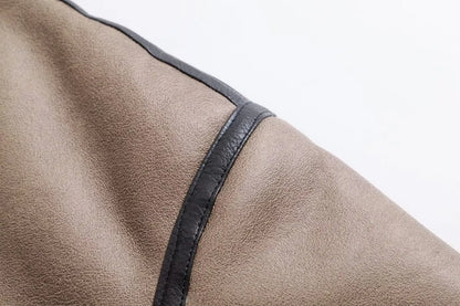 KONDALA Fall Winter Fleece Stand-up Jacket Women's Casual Thickened Warm Zipper Coat 2025 Fashion Retro Motorcycle Style Jacket