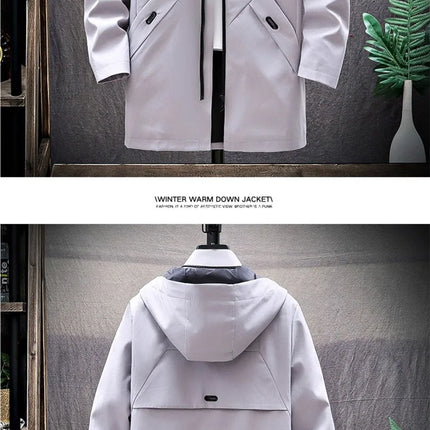 Thickened Fleece Lined Men's Casual Jacket Coat Autumn Winter Outerwear Fashionable Youth Style Zipper Closure Short Length
