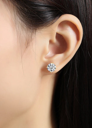Orecchini a bottone in moissanite a 4 punte in oro massiccio 14 carati per le donne Orecchini a bottone con diamanti da sposa Gioielleria raffinata Regalo di compleanno platinumshop