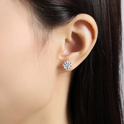 Orecchini a bottone in moissanite a 4 punte in oro massiccio 14 carati per le donne Orecchini a bottone con diamanti da sposa Gioielleria raffinata Regalo di compleanno platinumshop