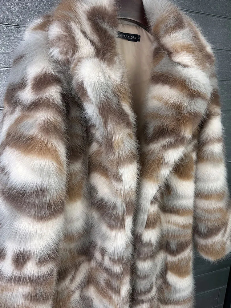 ZADORIN 130cm Long Fluffy Woman Leopard Faux Fur Coat Y2K Clothes Luxury Warm Faux Fur Jackets Winter Coats For Woman Outerwears
