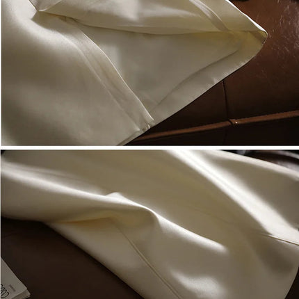 High-end Black and White Temperament Commuting Hip Skirt Looks Thin Medium Length Silk Wool Skirt 53% Wool 47% Mulberry Silk PlatiNum