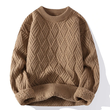 Autumn Winter O Neck Kint Pullovers Men Solid Color Casaul Sweater Loose Knitted Fashion Streetwear Warm Pullover Sweaters Man
