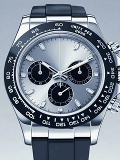 Orologi Meccanici Automatici di Lusso da Uomo 40mm, Cinturino in Acciaio Inossidabile Spazzolato, Elegante Quadrante Panda Nero Blu, Luminoso a Lunga Durata
