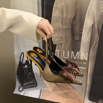Aneikeh Summer Street Style Elegant Sexy Flower Designer Pointed Toe High Heels Women Shallow Fashion Pumps Banquet Dress Shoes PlatiNum