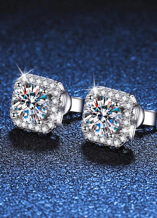 Neetim Real 0.5-1 Carat D Color Moissanite Stud Earrings For Women 100% 925 Sterling Silver Sparkling Earring Wedding Jewelry PlatiNum