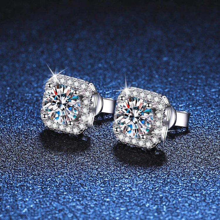 Neetim Real 0.5-1 Carat D Color Moissanite Stud Earrings For Women 100% 925 Sterling Silver Sparkling Earring Wedding Jewelry PlatiNum