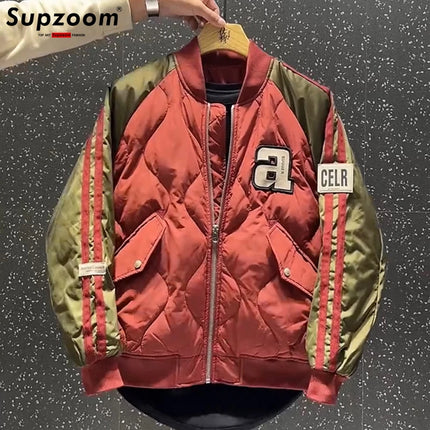 Supzoom 2022 New Arrival Hip Hop Embroidery Couples Casual Top Fashion Male And Female Winter Men Coat Warm Baseball Down Jacket
