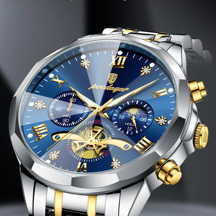 POEDAGAR Orologio da uomo di lusso Top originale impermeabile cronografo luminoso orologio da polso da uomo al quarzo in acciaio inossidabile orologi da uomo Reloj platinumshop