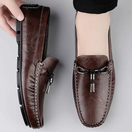 Scarpe Casual da Uomo in Vera Pelle, Mocassini di Lusso Traspiranti, Slip-on, Scarpe da Guida, Calzature Business