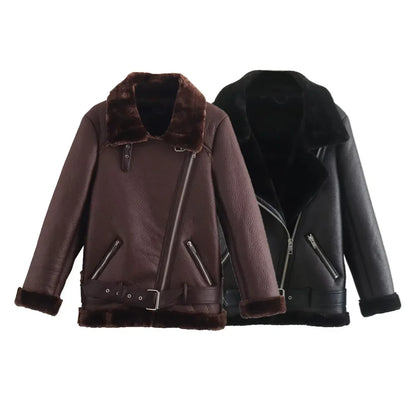 2024 Autumn New Product Women's Fashion Casual Polo Collar Long sleeved Zipper Decoration Double sided Jacket Coat