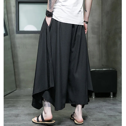 Nuovi pantaloni da uomo a gamba larga ricamati pantaloni Harajuku oversize larghi casual samurai pantaloni lanterna tradizionali retrò giapponesi da uomo