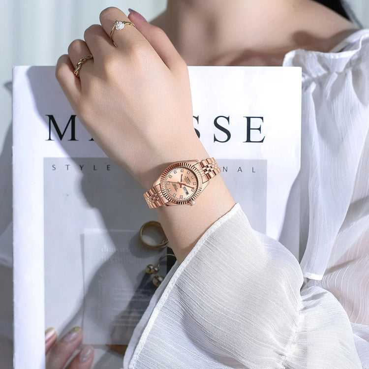 NIBOSI Orologi da donna con diamanti Orologio da donna casual di moda di lusso delle migliori marche Orologio da donna con data settimanale automatica impermeabile Reloj platinumshop
