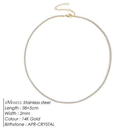 eManco Fashion Crystal High Quality Stainless Steel Gold Plated Necklace Ladies Charming Accessories Gifts Wholesale PlatiNum