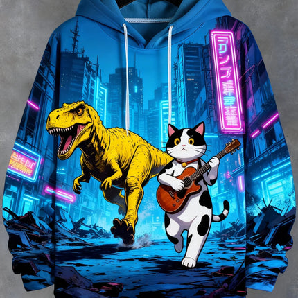 2026 Funny Dinosaur Cat Solider 3d Print Hoodies Men Women Fashion Oversized Hoodie Sweatshirt Animal Coat Sweats Mens Clothing