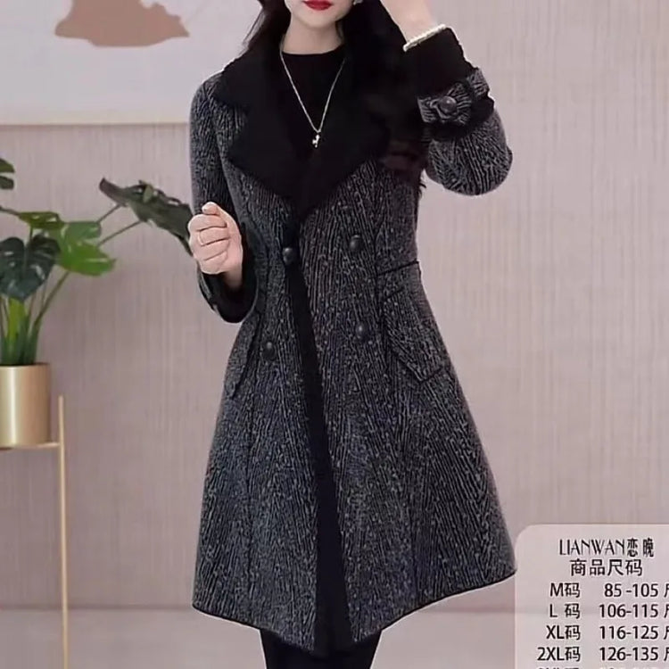 High-quality Female Woolen Coat On Both Sides 2025 Autumn And Winter New Double Sided Wear Suit Collar Woolen Coat Gray Black