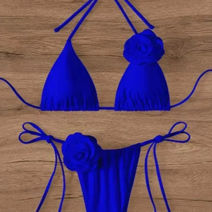 Costume da Bagno Sexy con Fiori e Fascia, Bikini a Perizoma 2025, Costumi da Bagno Donna con Lacci, Set Bikini Brasiliano, Biquini Mujer platinumshop