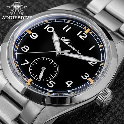 ADDIESDIVE 36mm Men Quartz VH60 Watch AD2099 BGW9 Luminous Bubble Mirror Pot Cover Glass 10Bar Waterproof Stainless Steel Watch