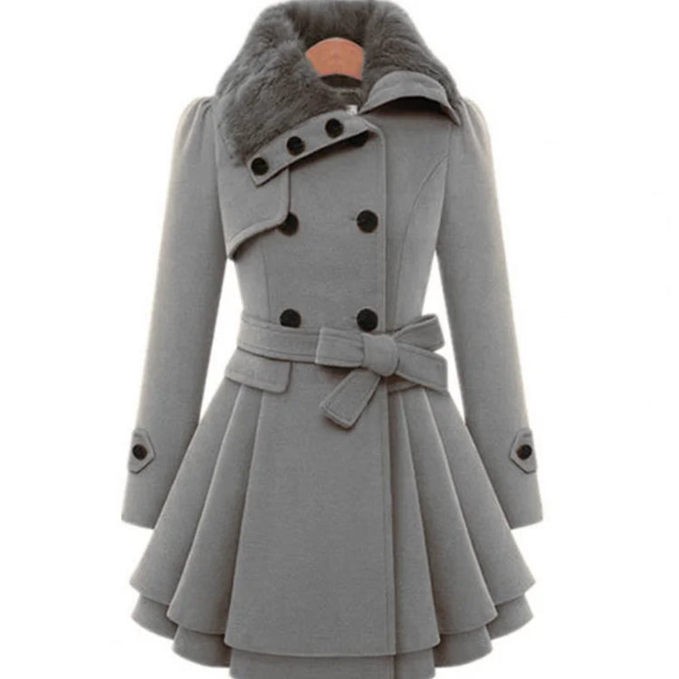 Winter Women's Jacket Windbreaker Warm Plush Thick Clothes Double Breasted Belt Autumn and Winter Korean Style Slim Lapel Coat