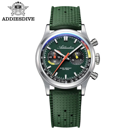 ADDIESDIVE 38mm New Men's Watch 0S21 Movement BGW9 Luminous 10Bar Water Resistant Fluorocarbon Rubber Chronograph Quartz Watch