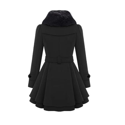 women woolen coat 2026 New fitted mid-length woolen coat double-breasted thickened overcoat + belt women's clothing