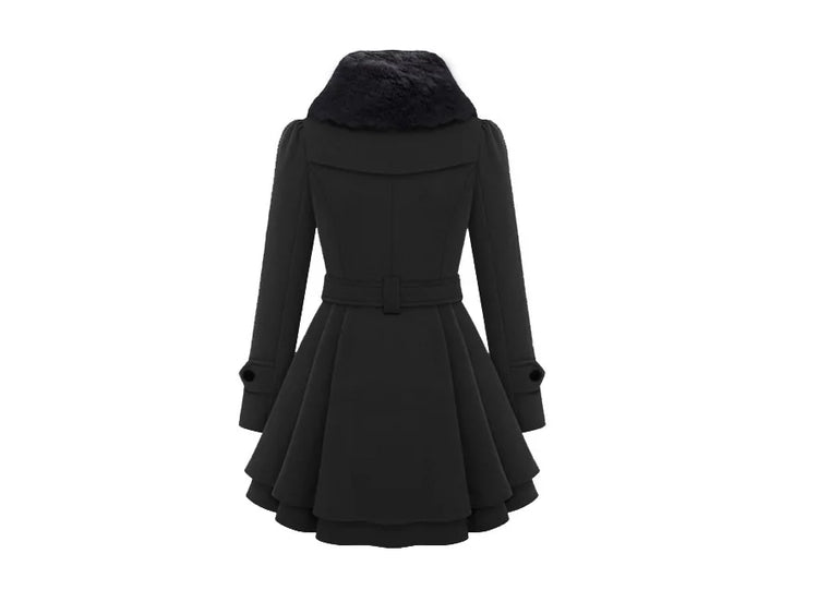 women woolen coat 2026 New fitted mid-length woolen coat double-breasted thickened overcoat + belt women's clothing