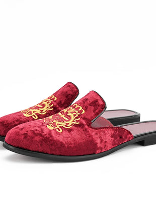 Pantofole antiusura in pelle da uomo Mocassini slip-on in velluto Scarpe da mulo alla moda