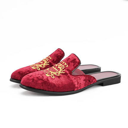 Pantofole antiusura in pelle da uomo Mocassini slip-on in velluto Scarpe da mulo alla moda
