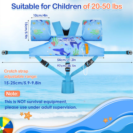 Kids Swim Vest Floaties for Children Arm Band Floaties with Adjustable Strap Swim Jacket Water Wing Pool Floating Learning Swimming