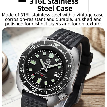 ADDIESDIVE Luxury Men's Automatic Watch Ceramic Bezel Sapphire Glass 200m Waterproof Ultra Bright Blue Luminous Diving Watch