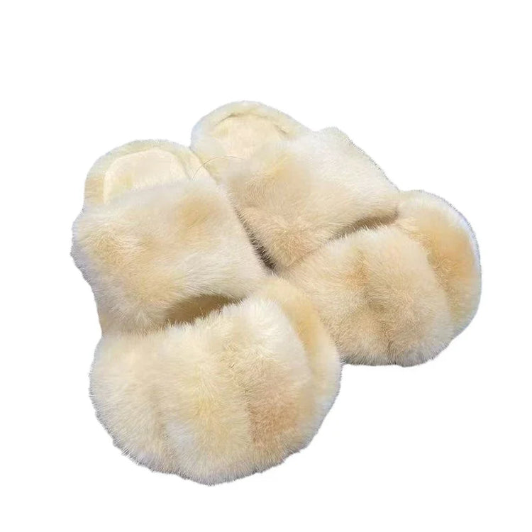 Women Kawaii Furry Cat Paw Slippers, Imitation Fur Fluffy Plush Warm Home Shoes, Comfort Flat Heel Cute Cat Slippers for Bedroom Indoor Daily Wear