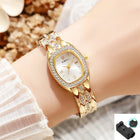 Orologio al quarzo moda donna placcato oro di lusso Semplice cinturino con fibbia di qualità per orologio da lavoro in acciaio inossidabile a forma di botte di Roma platinumshop