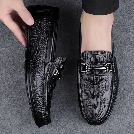 Nuove Scarpe Casual da Uomo con Suola Morbida, Modello Alligatore, Scarpe Formali da Lavoro, Punta Rotonda, Suola in Gomma