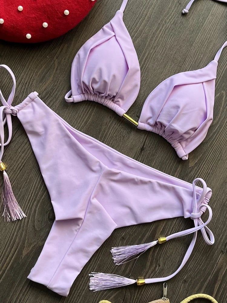 RUOTONGSEPT 2025 Nuovo Sexy Costume da Bagno Triangolare in 13 Colori per Donne, Bikini Brasiliano, Costume Push-Up, Set Bikini da Spiaggia platinumshop
