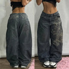 Jeans Larghi da Donna Y2K Gothic Hip Hop Joker con Stampa Retrò e Ricami a Lettere, Nuova Moda Americana 2026